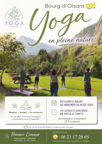 Elément YOGA Oisans – Yoga en pleine nature été 2026._Le Bourg-d&rsquo;Oisans