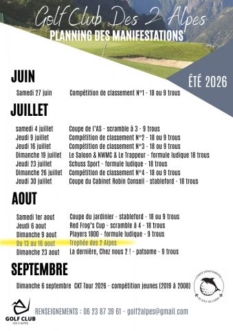 Planning des Manifestations_Les Deux Alpes