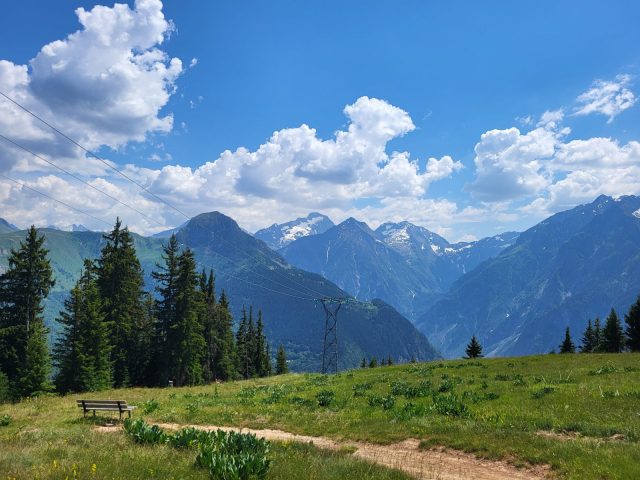 Vue sur les Écrins depuis le chemin